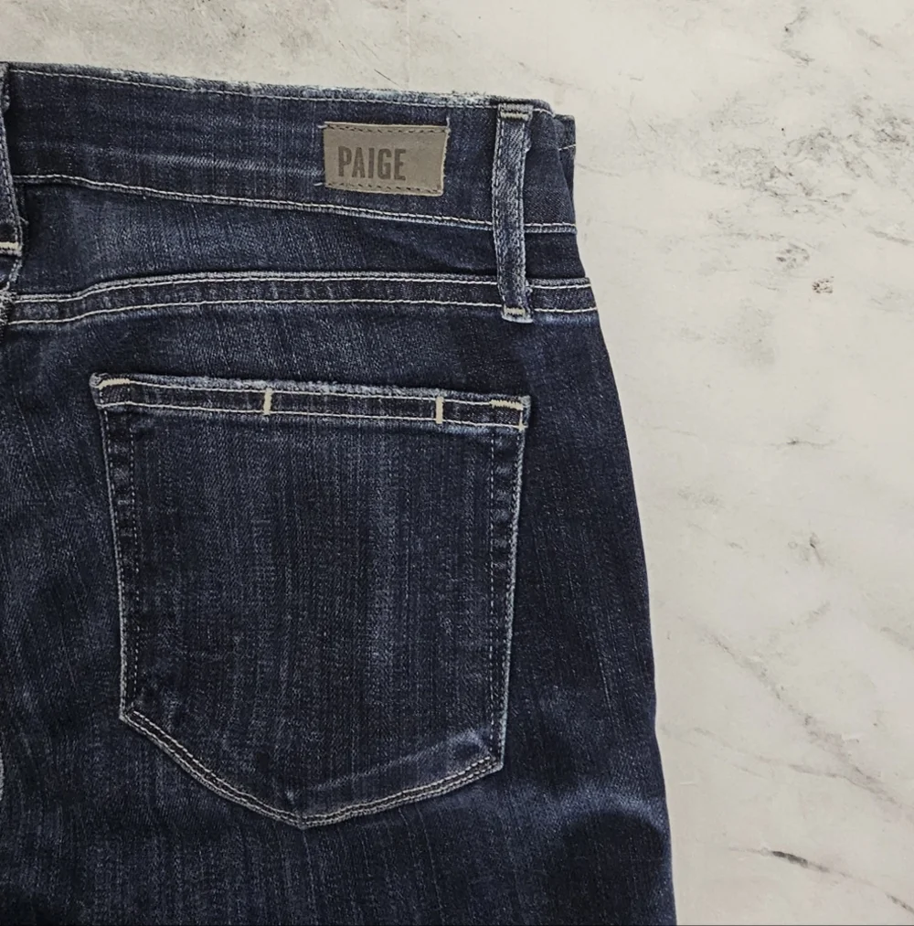 PAIGE Verdugo Ankle Distressed Mid Rise Dark Blue Skinny Jeans‎ 28 Preowned